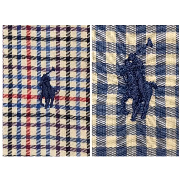 2 Ralph Lauren Mens 3XB Blue Plaid Shirts Button Down Long Sleeve Plaid Gingham - Picture 3 of 8